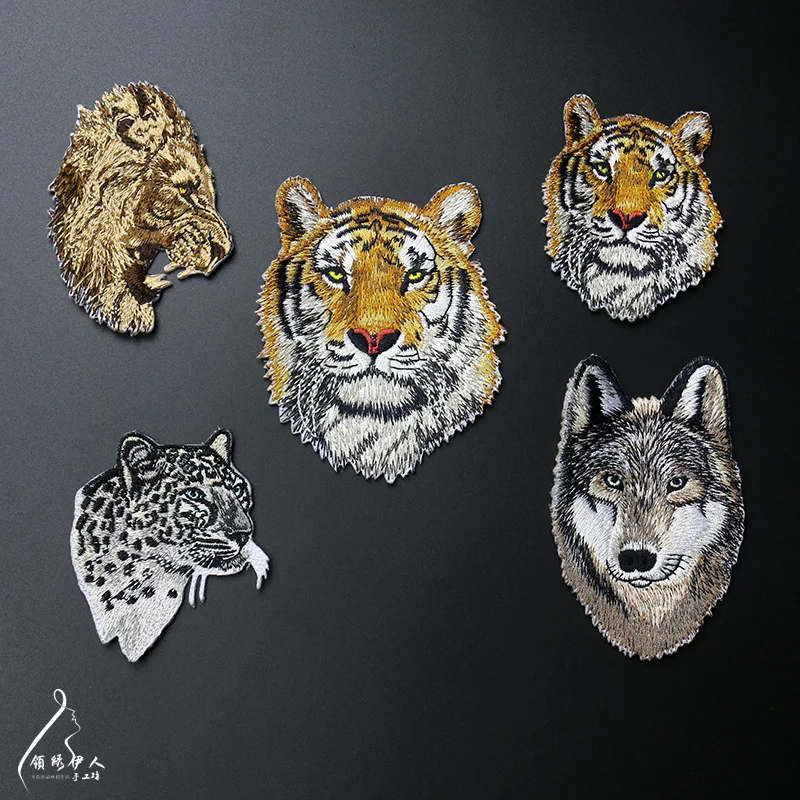 2PCS Animal Embroidery Patches Lion Tiger Leopard Wolf Modular Design Ironing Clothes Jacket Patch RS893 | Дом и сад