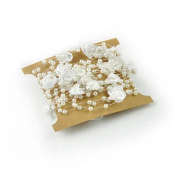 

2 Meters\lot Handmad DIY Rose Artificial Flower Pearl Necklace Pearl Beads Garland Spool Rope For Wedding Hanging Decoration