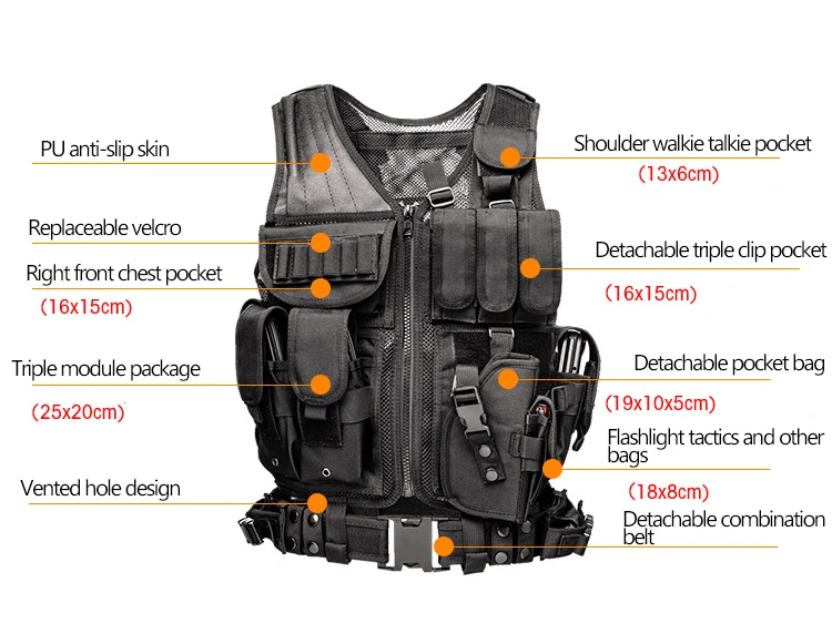 Военный тактический жилет, черный, 600D, зашифрованный, нейлоновая ткань, спецназ, боевое снаряжение, мужской жилет, военный, мужской, тактический жилет