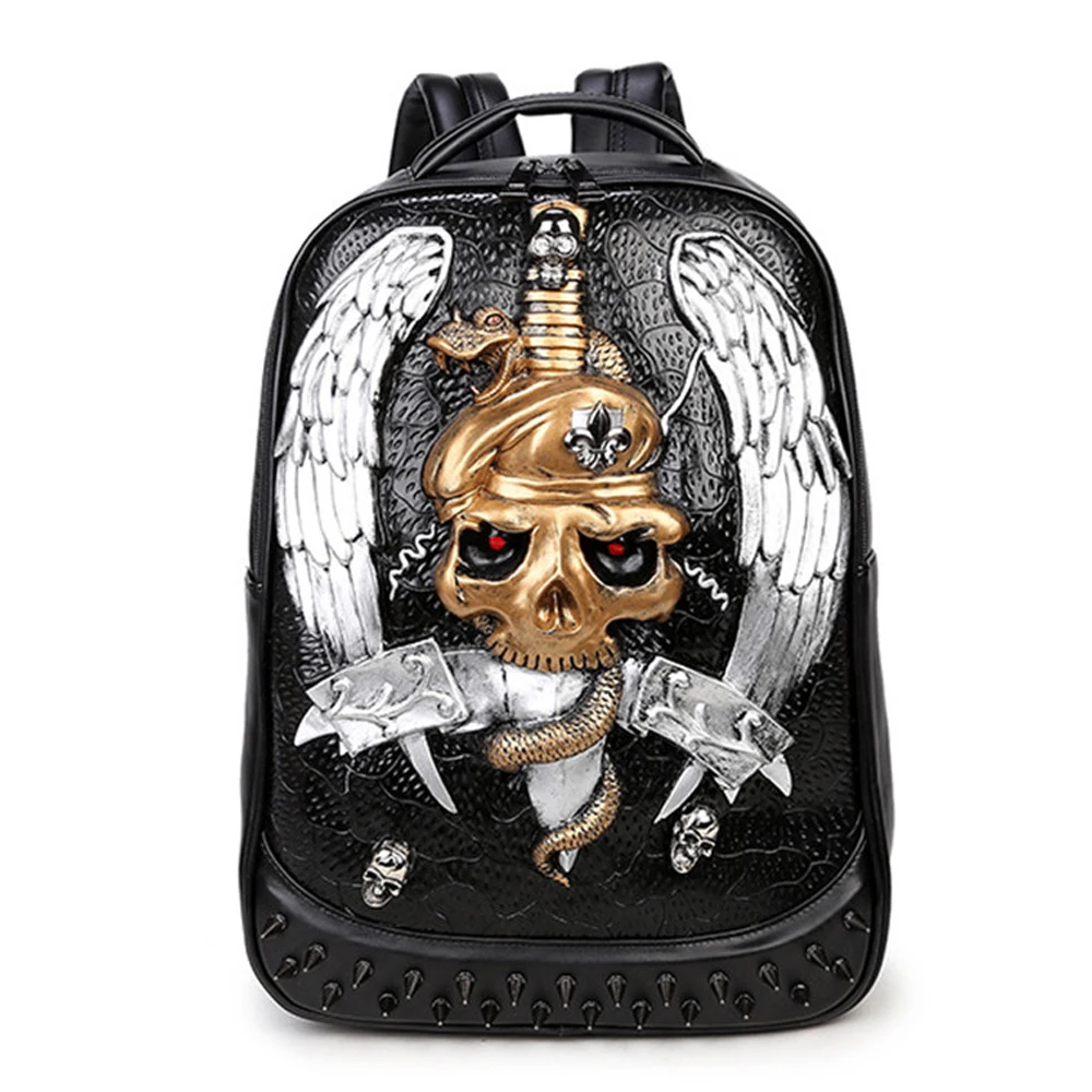 

3D Skull Head Element Backpack Cool Daypack for Adults