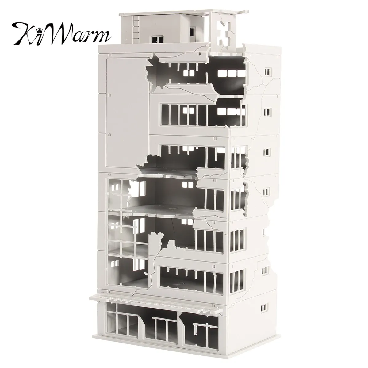

KiWarm New Arrival N Scale 1/144 White Ruined Building After War Assembling Outland Model For Scene DIY Decoration Home Ornament