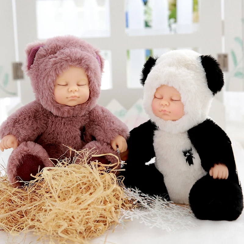 17 см Кукла reborn baby силиконовая кукла Спящая Кукла reborn Младенцы доводчик медведь панда розовый белый детские игрушки Рождественский подарок для детей