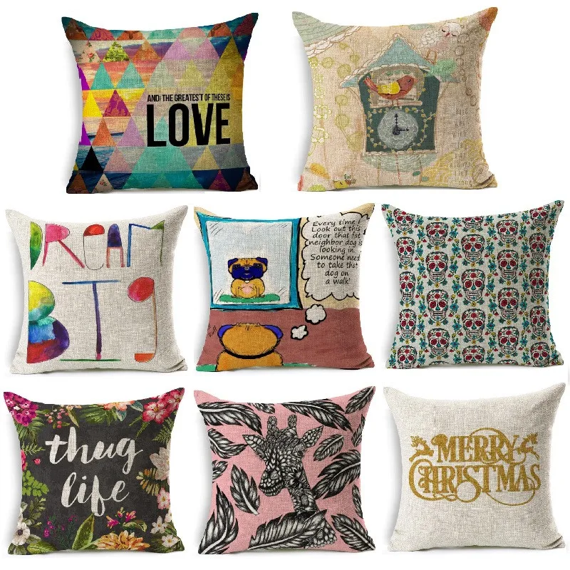 Cushion Cover Casual Cotton Linen Case Home Decoration Car Sofa Decorative Pillowcase almofadas coussin Kissen