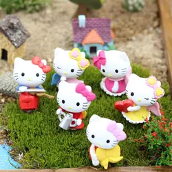 6 шт./лот 2*3 см прекрасный рисунок «Hello Kitty» Cat миниатюрные фигурки Игрушечные лошадки Модель Дети Игрушечные лошадки ПВХ японского аниме