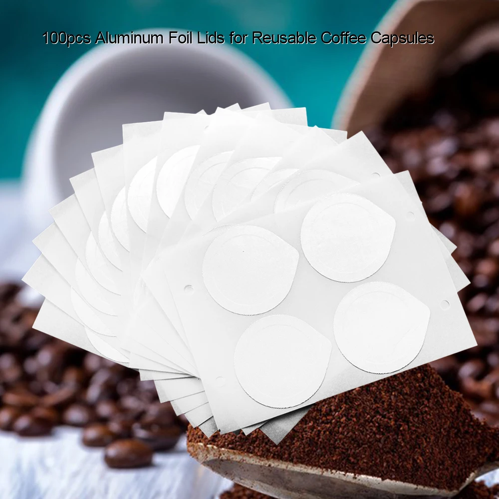 

100Pcs Disposable Aluminum Foil Lids for Reusable Coffee Capsules Compatible For Nespresso Coffee Machine Maker
