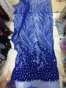 

Newest LJY-41303-1 african sequin FABRIC french net lace fabric for party dress