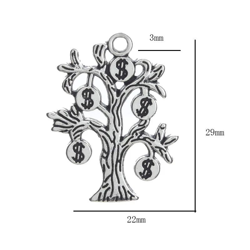 Талисманы Лаки глаз деньги дерево винтажная серебряная подвеска из сплава для творчества ожерелье браслет серьги брелок EY4122