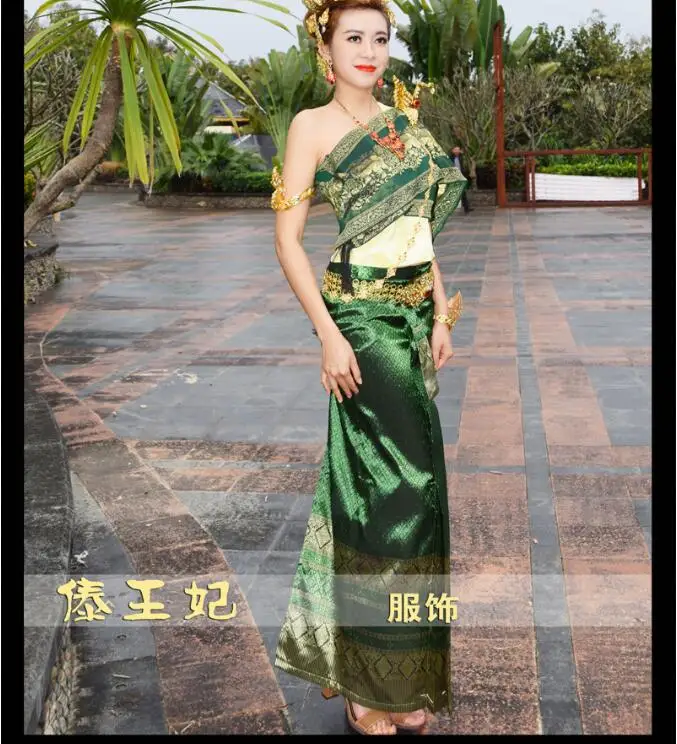 Мода традиционные фигурки Тайланда одежда высокого качества зеленое платье одежда для Таиланда