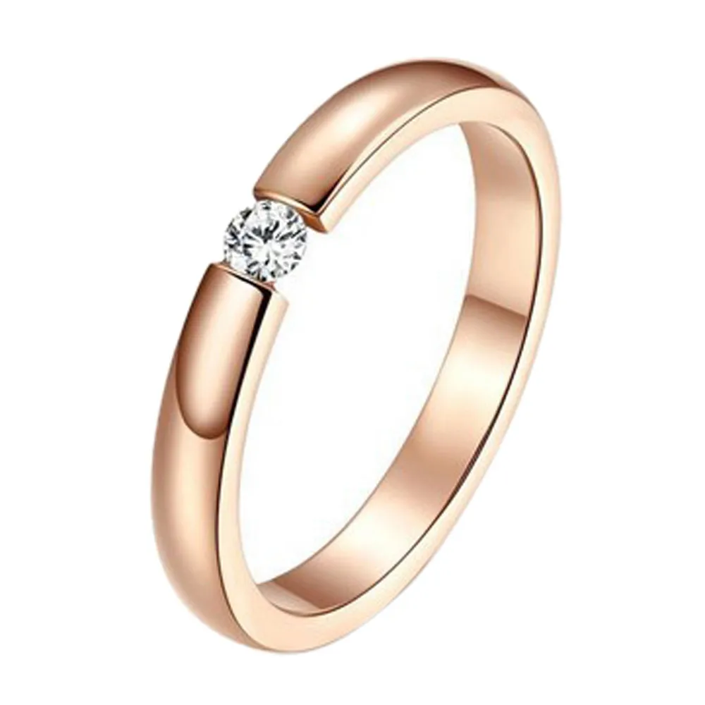 

2017Hot Fashion Dimonds Rings Beautiful Special Stylish Simplicity Single Rose Gold Surface Couple Forever Rings