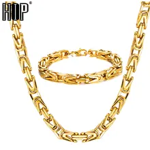 

HIP Hop Width 8MM Byzantine Link Chain Necklace Stainless Steel Gold Silver 316L Stainless For Men Jewelry Dropshipping