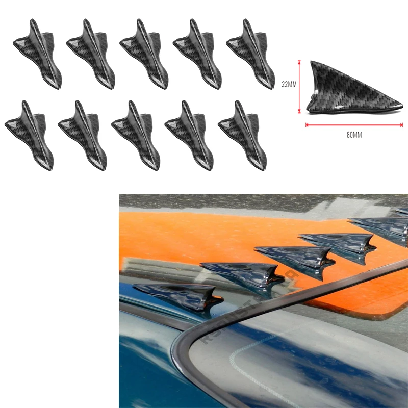 

New Style Car Styling Universal Shark Fin Black Carbon Fiber Vortex Generator Sticker