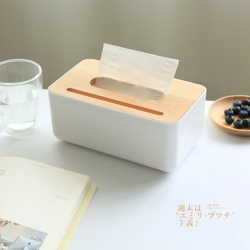 

Solid Wooden Plastic Tissue Box Napkin Holder Paper Towel Storage Rack Kitchen Restaurant Organizer Tools Home Decor Accessories
