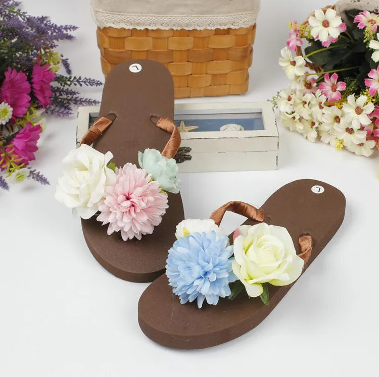 

HAHA FLOWER Women Designers Flip Flops Hot Casual Flats Thong Sandals,Flowers Decoration Open Slippers Summer Shoes