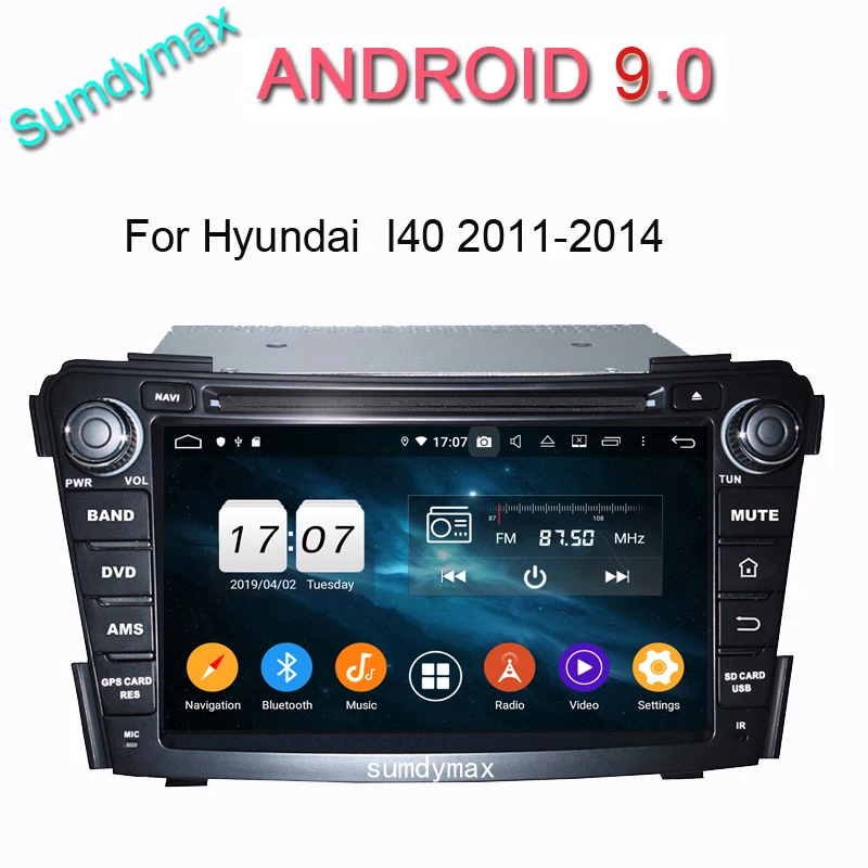 Автомобильный dvd плеер 2 din мультимедийный для hyundai I40 2010 2014 android 9 0 радио gps