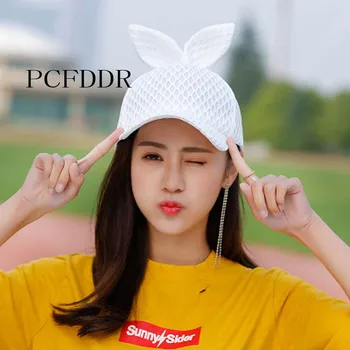 

PCFDDR Creative fashion rabbit ears lady baseball cap spring and autumn sweet modelling girl hat.