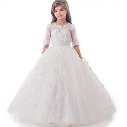 Лидер продаж Прополка платье тюль кружева ручной работы цветок белый платье для выпускного вечера для элегантной принцессы настроены на