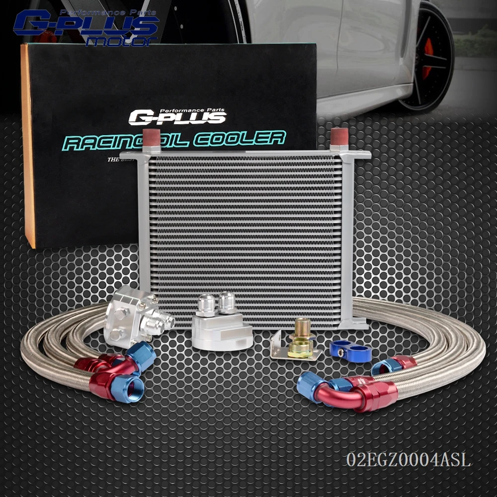 30 Row AN 10AN Universal Engine Transmission Oil Cooler + Filter