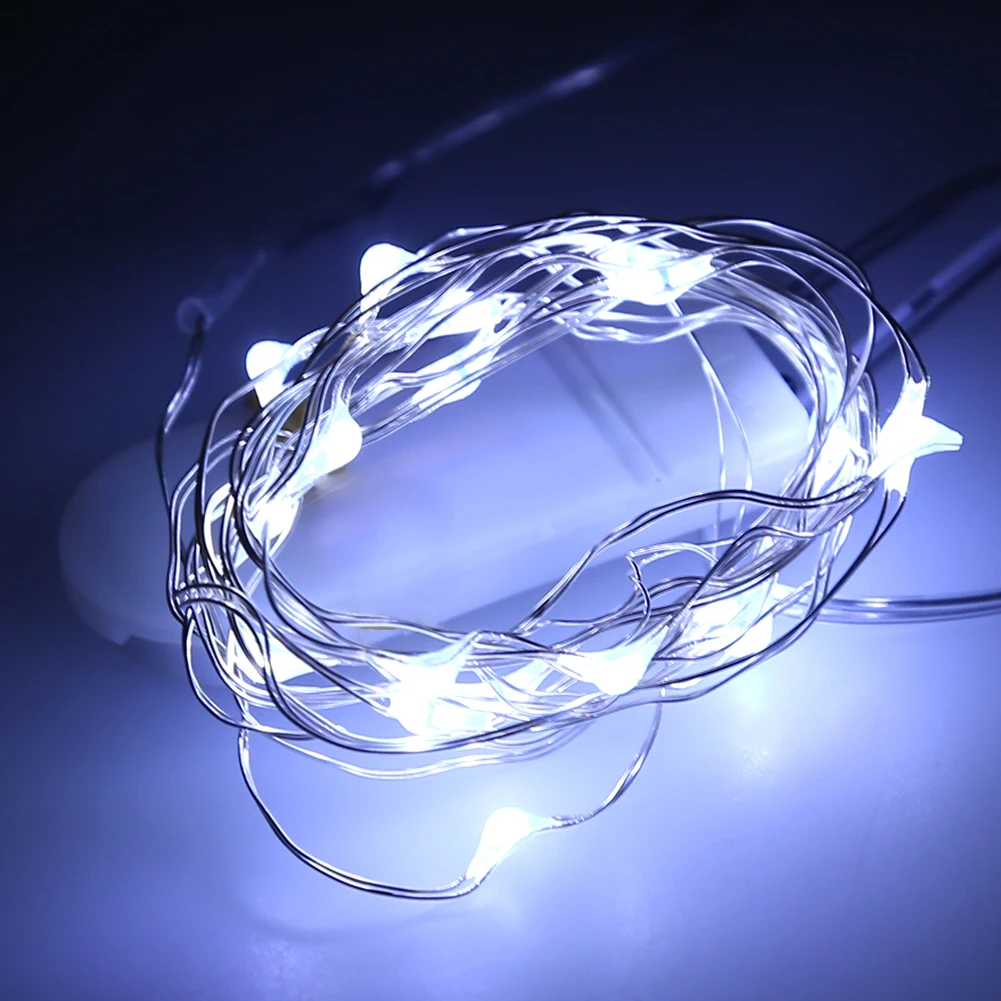 Button Battery Operated Silver String 2M 20LEDS Fairy Lights 20 Micro Starry Light for Christmas ...