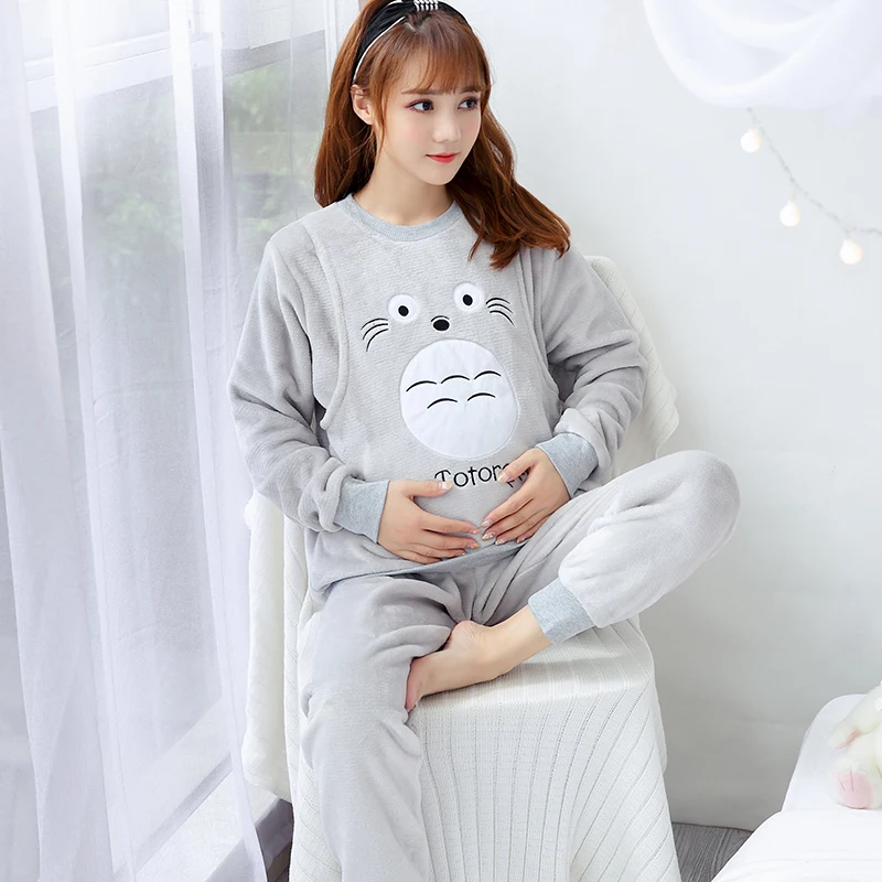 Maternity Pajamas 2018 new Winter Long Sleeve Breastfeeding Sleepwear Flannel Nursing Clothes For Pregnant Women Outerwear Maternity Pajamas 2018 new Winter Long Sleeve Breastfeeding Sleepwear Flannel Nursing Clothes For Pregnant Women Outerwear