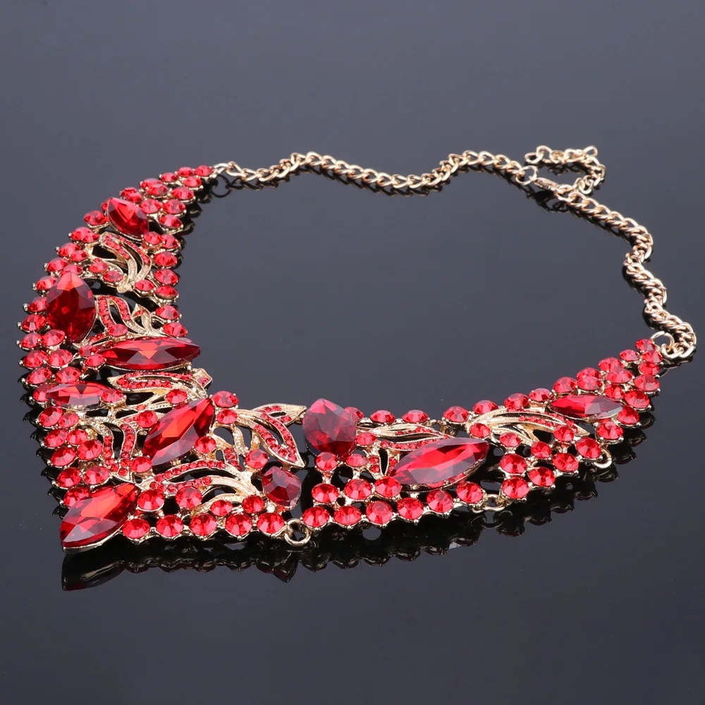 Модное Колье со стразами ожерелье для женщин эффектное ожерелье s серьги браслет кольцо воротник Бохо ювелирные наборы