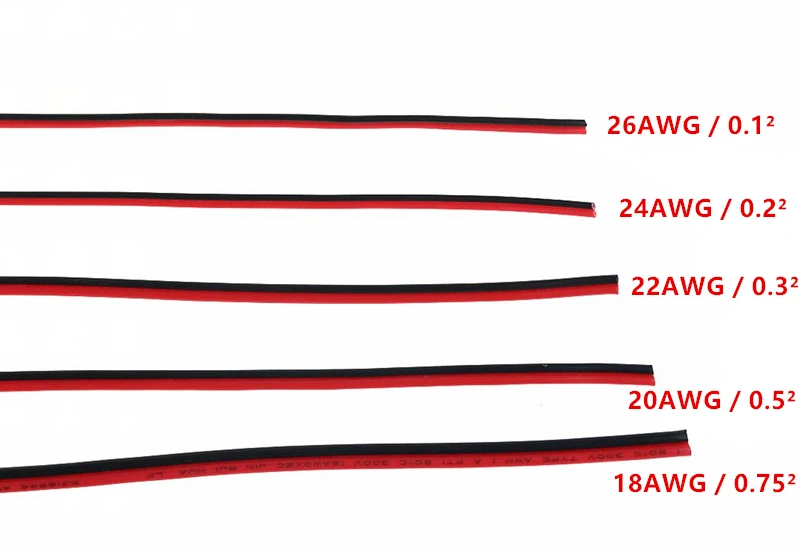 Бесплатная shipping5M 2-контактный 18 20 22 AWG Электрический красные, черные расширение провода кабеля