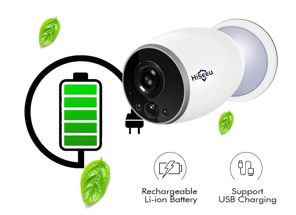 Hiseeu wifi ip-камера видеонаблюдения аккумуляторная батарея 1080 P Full HD обеспечение безопасности в помещении наружное WiFi ip-камера широкий обзор