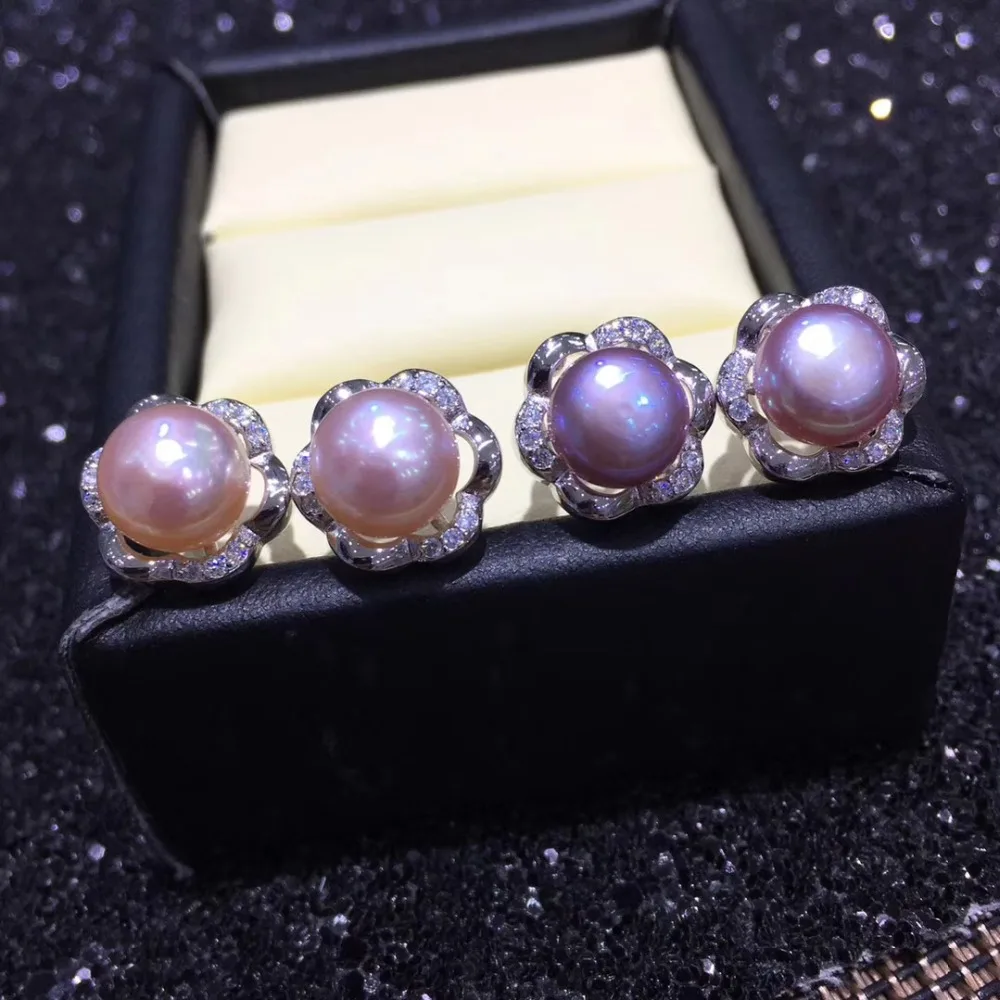 

YIKALAISI 925 sterling Silver Jewelry Pearl Earrings For Women 9-10mm natural Freshwater Pearl jewelry Earrings wholesale