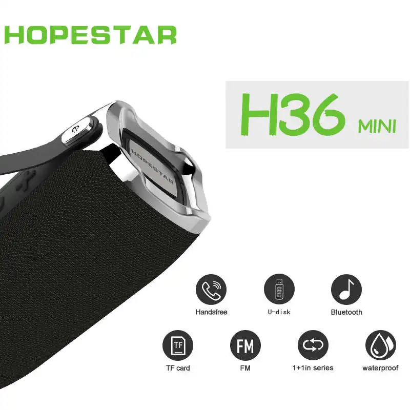 HOPESTAR H36 Мини Bluetooth динамик открытый портативный водонепроницаемый беспроводной небольшой громкий динамик Hifi Бас Звук 3D стерео музыка Tf