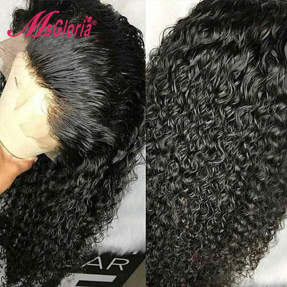 

180% Density 360 Lace Frontal Wig Brazilian Remy Curly Wigs With Pre Plucked Human Hair Wigs For Black Women Bleached Knots