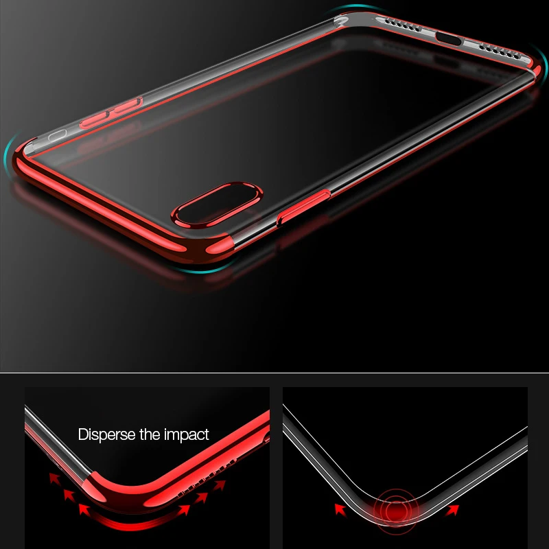Прозрачный силиконовый чехол с покрытием для iPhone XS Max XR X прозрачный мягкий из ТПУ