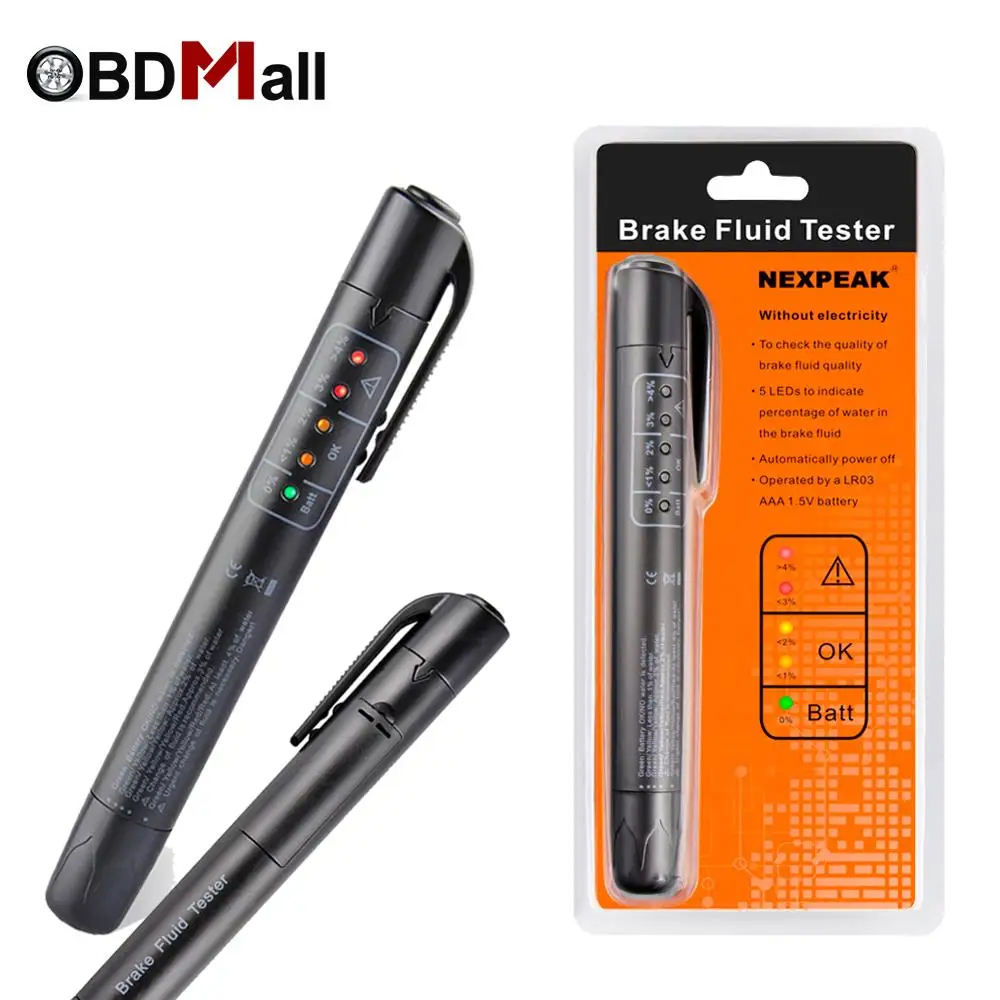 

Brake Fluid Liquid Tester Pen With 5LED Accurate Oil Quality Check Pen Diagnostic Tool Mini Brake Fluid Tester For DOT3/DOT4