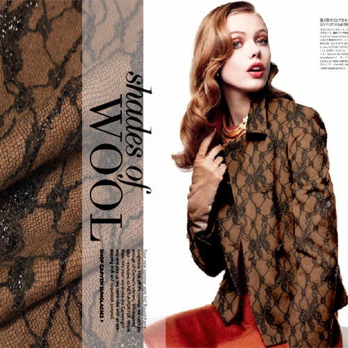 

Free shipping! Luxury cashmere wool composite lace fabric autumn and winter coat wool cloth