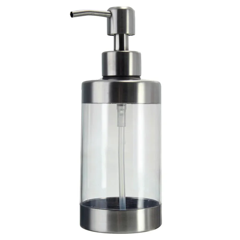 

Bathroom Liquid Soap Dispenser Transparent Body Hand Soap Dispenser Lotion Bottle Stainless Steel Pump Head