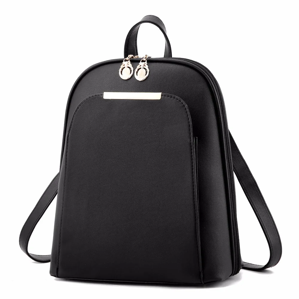 

NEW Fashion 2018 black High Quality back pack brand school bags for teenage girls gold PU bagpack cute cat backpack women