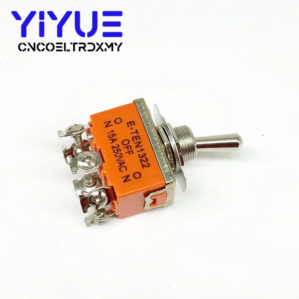 2PCS E-TEN1322 15A250V 6 pin Waterproof Switch Cap On-Off-On Miniature Toggle Switches orange (3)