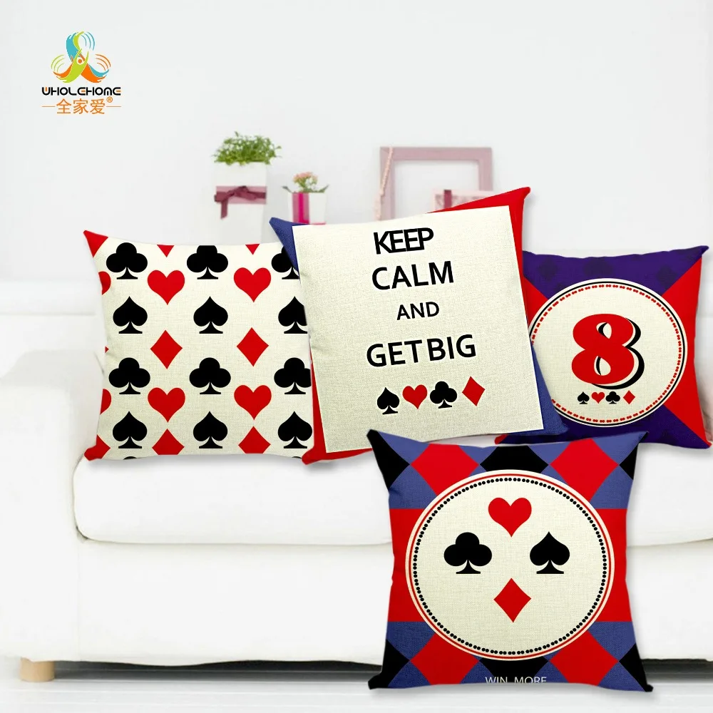 

43x43 Poker Pillow Case Fashion Printed Seat Room Cushion Cover Cases Pillowcase Bedding Home Textile Romantic Coulpe