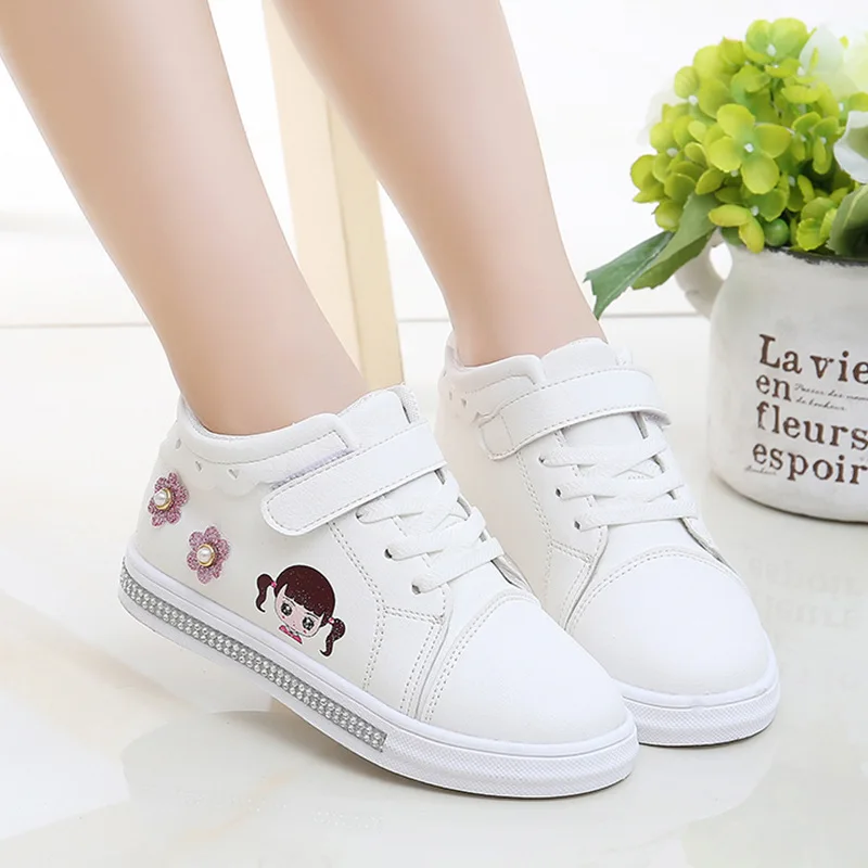 Children sports shoes for girls school white shoes velvet comfortable