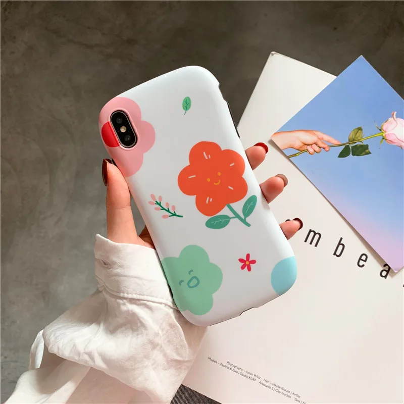 

For Iphone Xr Case NEW Shaped Fresh Flower Patterned Cases for iPhone X 7 8 6/6s Plus Xs Max Matte Soft IMD Back Cover Shell