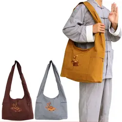 3 цвета Монах Будда двойной слой тонкий хлопок Холщовая Сумка слинг Crossbody Lohan сумка многофункционал ушу буддийская сумка