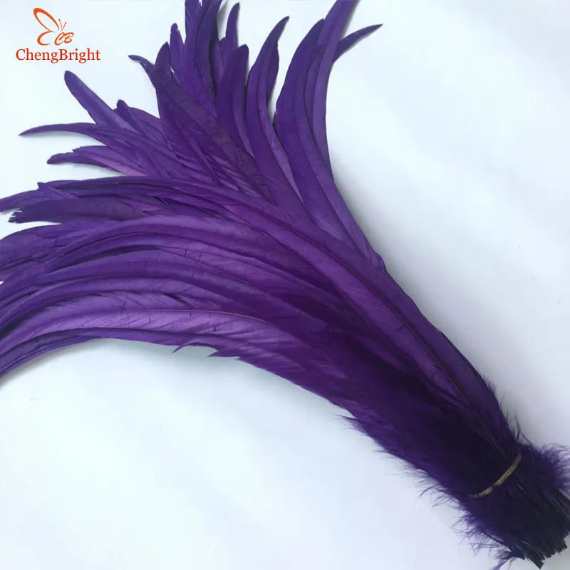 CHENGBRIGHT 50 шт. 30-35 см натуральный петух хвост перья красочные дешевые перо для украшения ремесла DIY вечерние аксессуары реквизит - Цвет: Фиолетовый