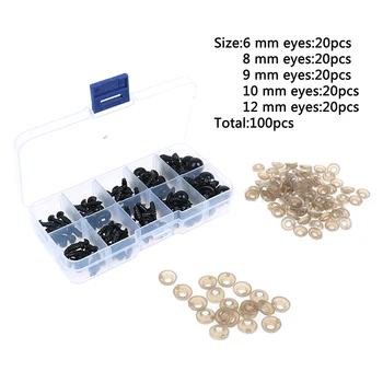 

WholeSale 100pcs 6-12mm Black Plastic Crafts Safety Eyes for Teddy Bear Soft Toy Animal Doll Amigurumi DIY Accessories