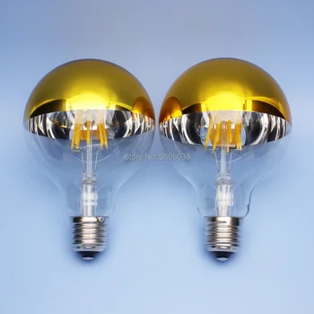 

2PCS G95 8w(80W Equivalent) LED Filament Top gold Soft white 2700K E27 E26 110V 220V Edison lamp chrome tipped light bulbs