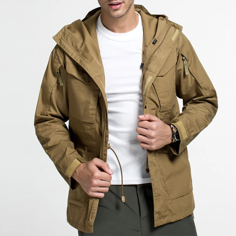 

Men Hiking Jacket Thermal Windbreaker Outdoor Camping Hiking Travelling Jackets Men Hooded Coats Tactical Jackets Multi Pockets