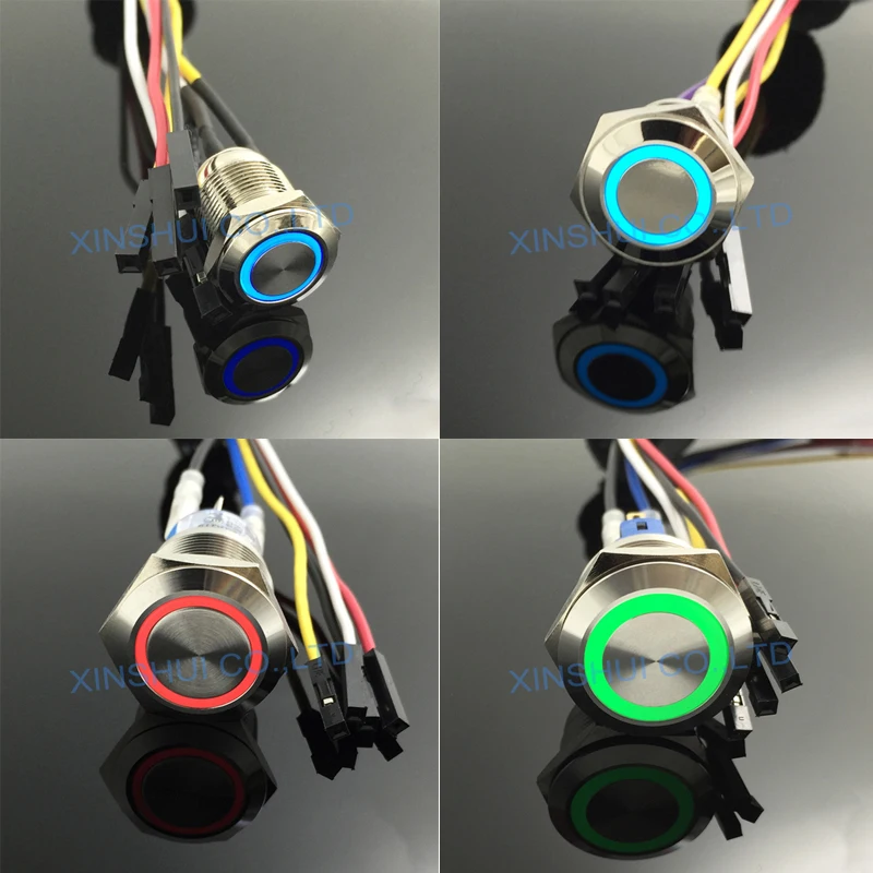 

1 pcs high quality computer Metal LED Power Push Button Switch On-off 5V 12mm 16mm 19mm 22mm Waterproof with 50cm wire harness