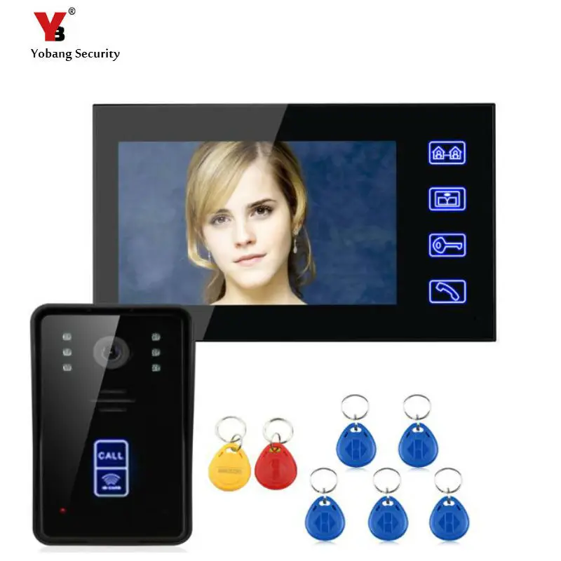 Yobang Security 7 inch touch keypad Video Door bell Phone Video Intercom Entry System Waterproof Doorbell phone Camera