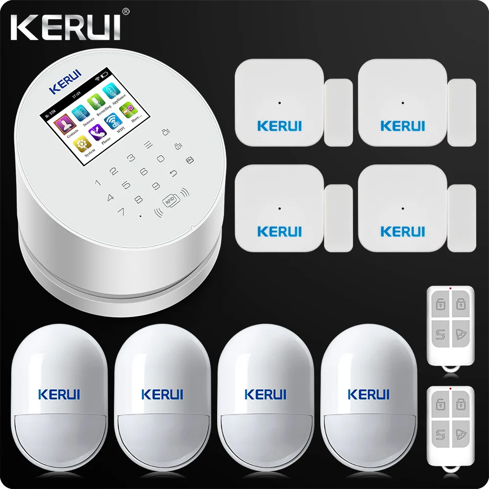 

KERUI W2 WiFi GSM PSTN RFID Home Alarm Security System TFT color LCD Display IOS Android App RFID Card Control High Quality