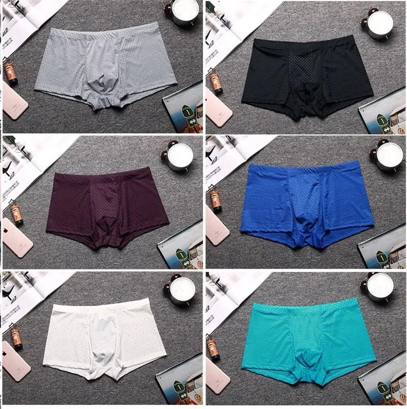 Summer Sexy Men's Mesh Underwear Boxers Fashion Cool Quick-drying Breathable Boxer Shorts Homme Cuecas (16)