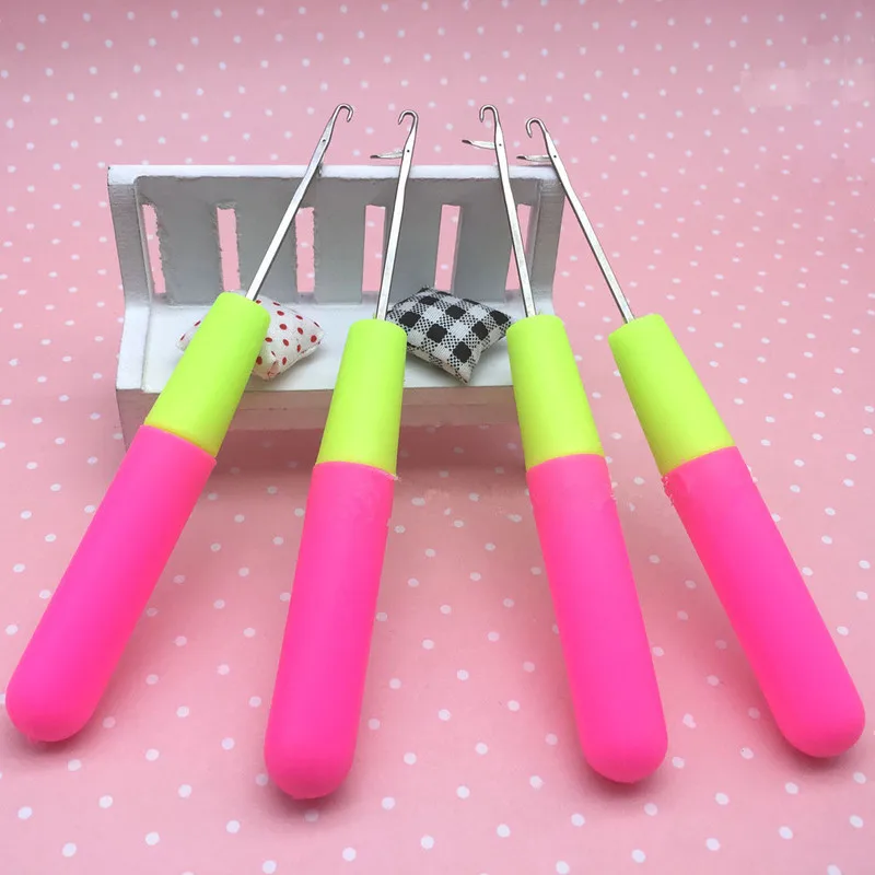 

Factory Selling 1 Piece 15Cm Pink & Lemon Color Plastic Knitting Crochet Hook Needles for Jumbo Braiding Hair and Crochet Braids