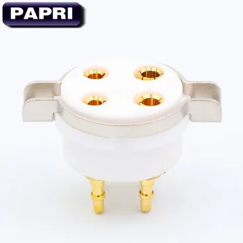 

PAPRI 1PCS Gold Plated Brass U4A Ceramic 4Pin Tube Socket Chassis Mount For Audio DIY HIFI Amplifier 300B 2A3 811 5Z3 5U4G 811