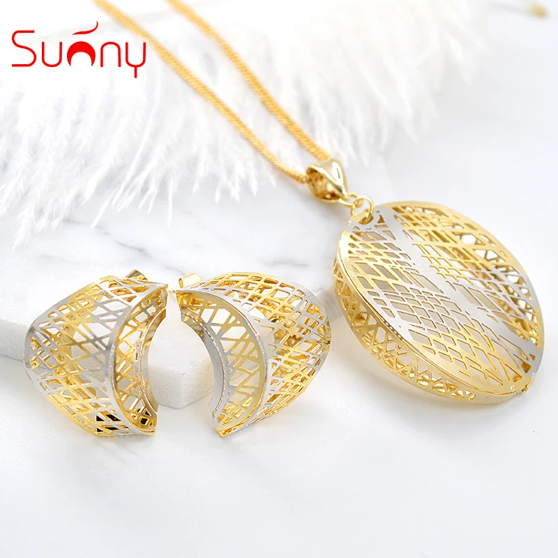 

Sunny Jewelry Fashion Jewelry 2019 Earrings Pendant Jewelry Sets For Women Moon Hollow Out For Party Wedding Anniversary Gift